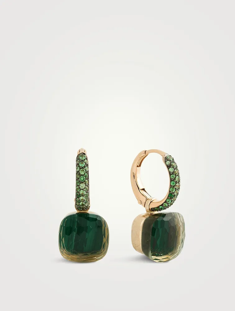Nudo Earrings With Prasiolite, Malachite And Tsavorite