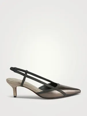 City Metallic Leather Slingback Pumps