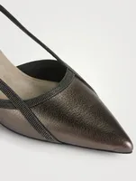 City Metallic Leather Slingback Pumps