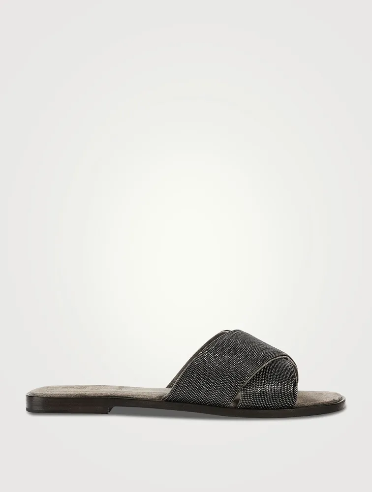 Crossover Leather Slide Sandals