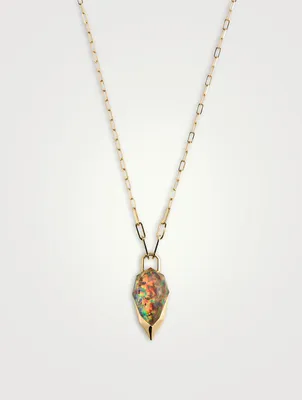 CH2 18K Gold Double Dipped Pendant Necklace With Clear Quartz