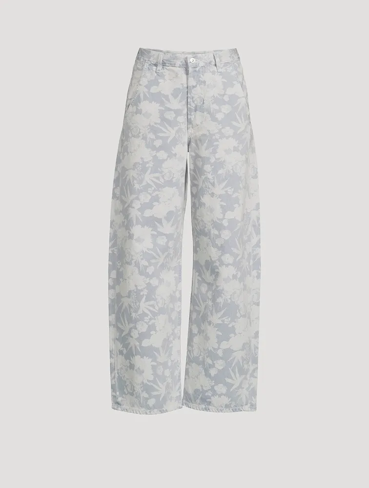 Ayla Baggy Cropped Jeans Floral Print