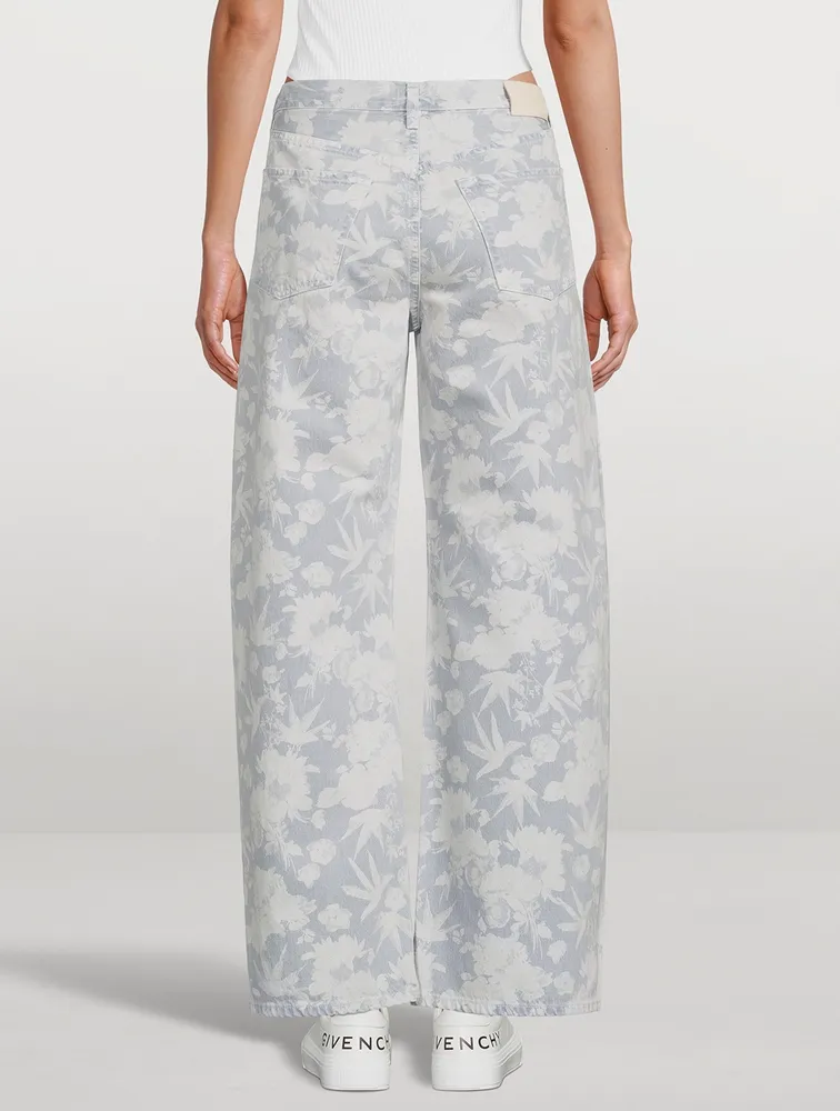 Ayla Baggy Cropped Jeans Floral Print