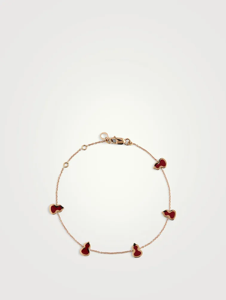 Wulu 18K Rose Gold Sautoir Bracelet With Red Enamel
