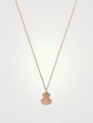 Petite Wulu 18K Rose Gold Necklace With Pink Opal And Diamonds