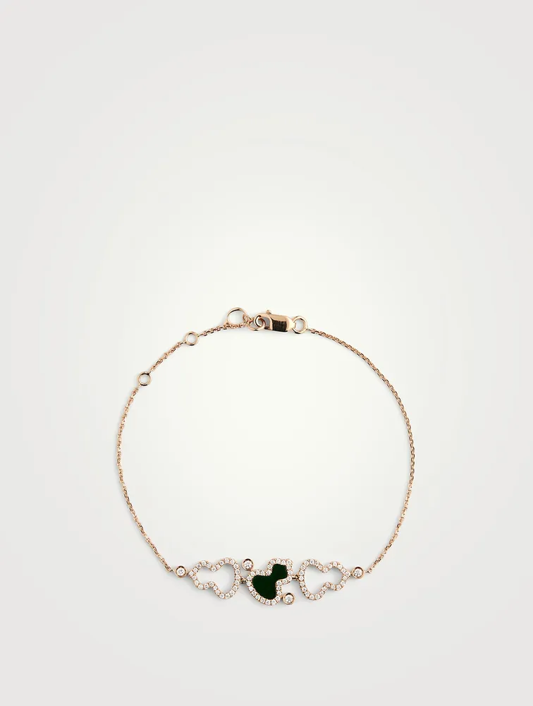 Wulu 18K Rose Gold Bracelet With Jade And Diamonds