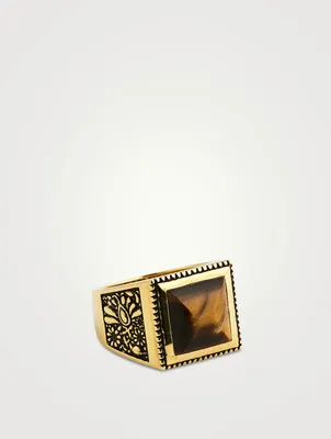 Buick 14K Gold Tiger Eye Ring