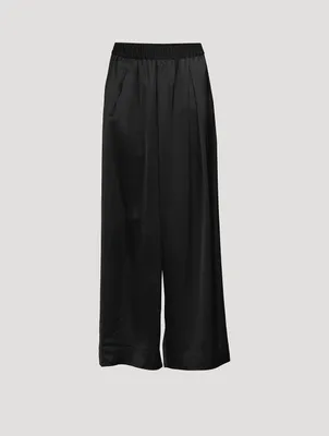 Tech Satin Wide-Leg Pants