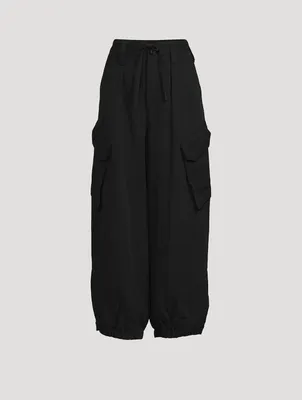 Crinkled Twill Cargo Pants