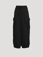 Crinkled Twill Cargo Pants