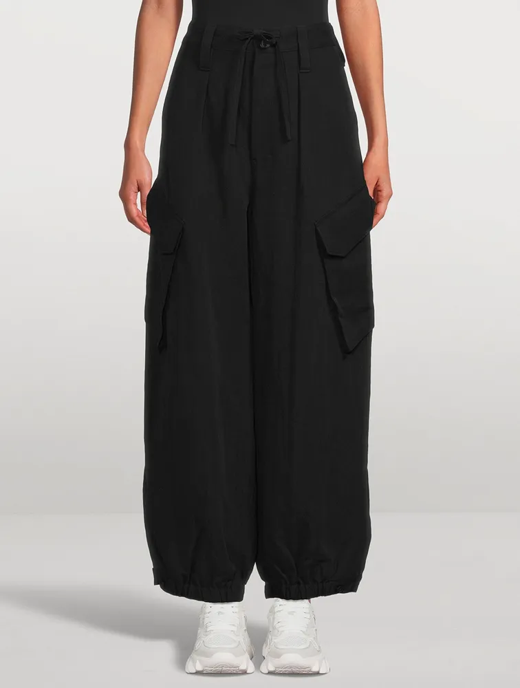 Crinkled Twill Cargo Pants