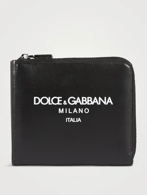 Leather Zip-Around Wallet With Logo