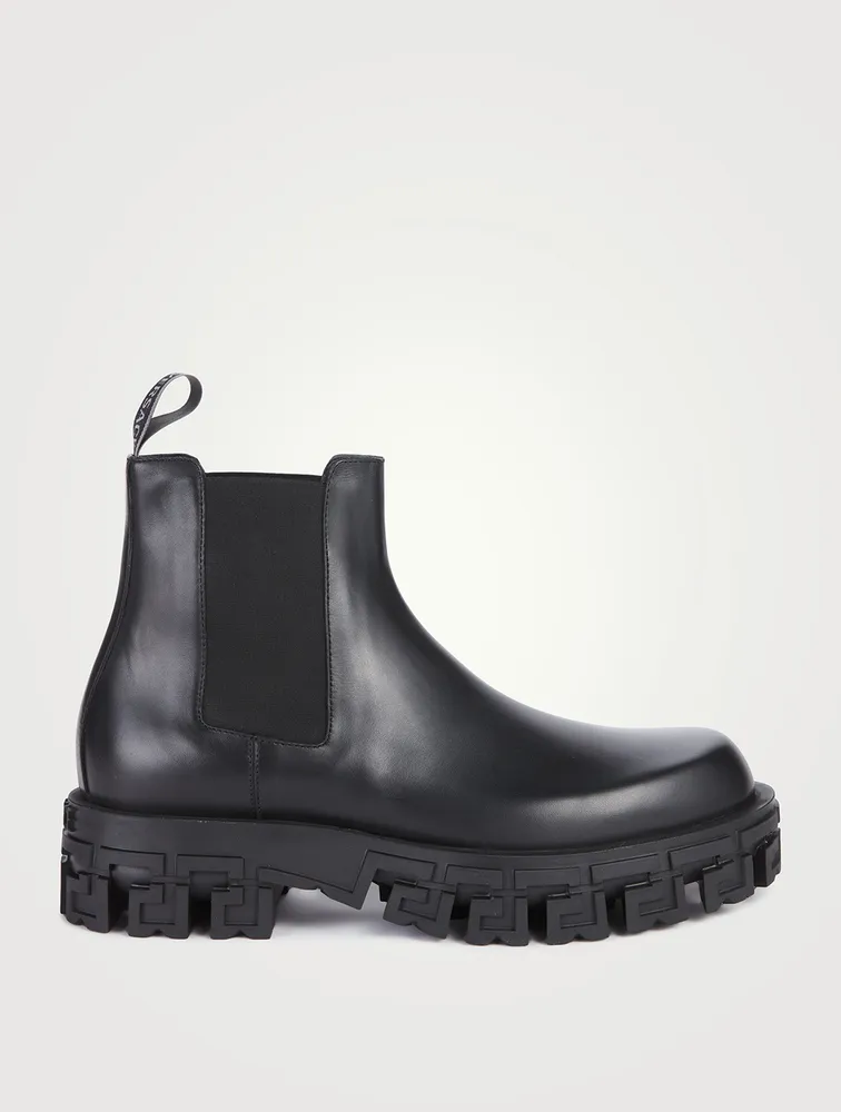 Greca Leather Chelsea Boots