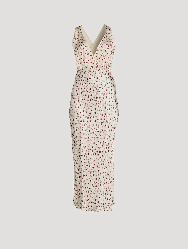 The Milo Satin Midi Dress Floral Print