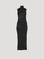 Sequin Mockneck Maxi Dress