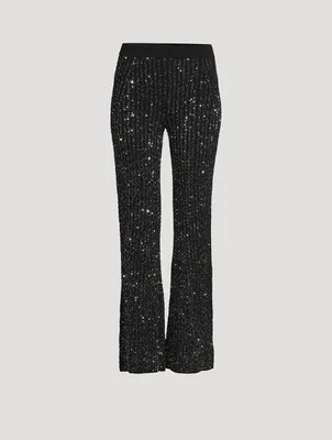 Sequin Knit Flare Trousers