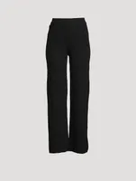 Wool-Blend Chevron Flare Pants