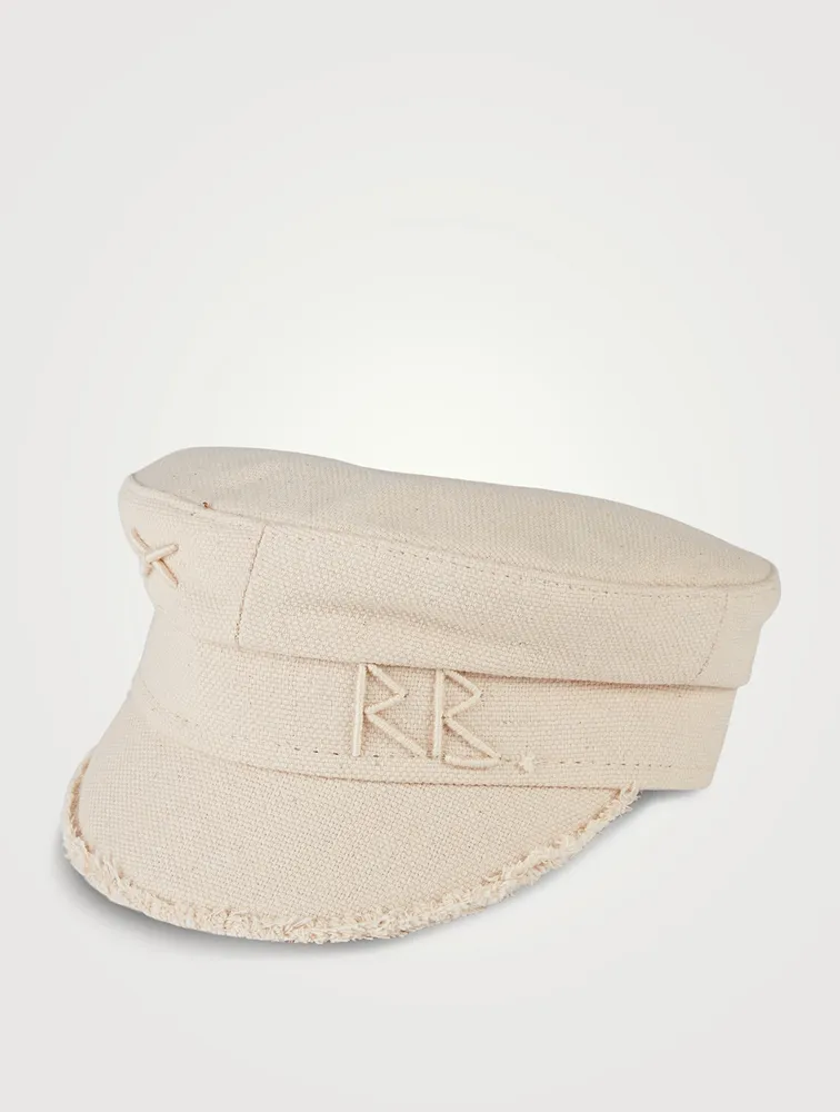 Monogram-Embellished Fringed Baker Boy Cap