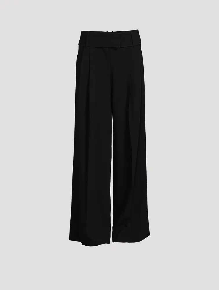 Matte Viscose Crepe Wide-Leg Pants