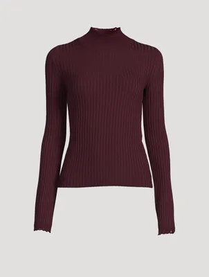 Wool Ribbed Knit Turtleneck