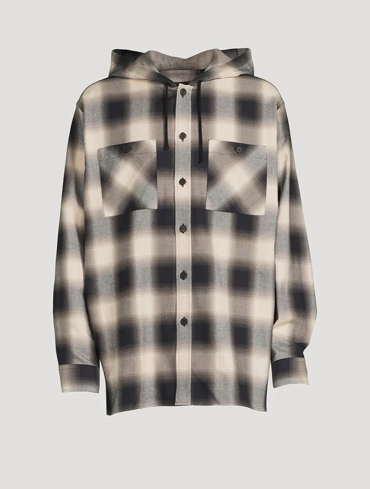 Cotton Check Shirt With Hood