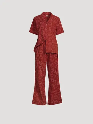 Desmond & Dempsey x Ōshadi Cuban Long Pajama Set Helios Print