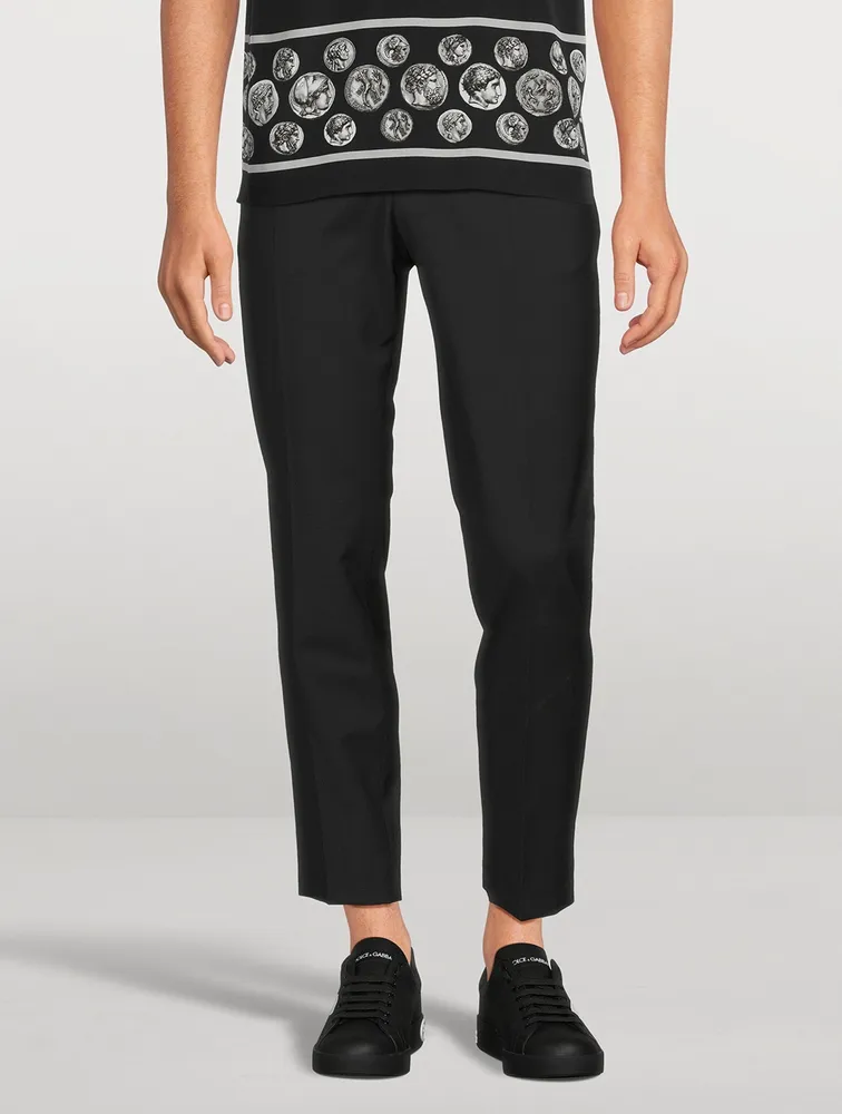 Wool-Blend Tailored Pants