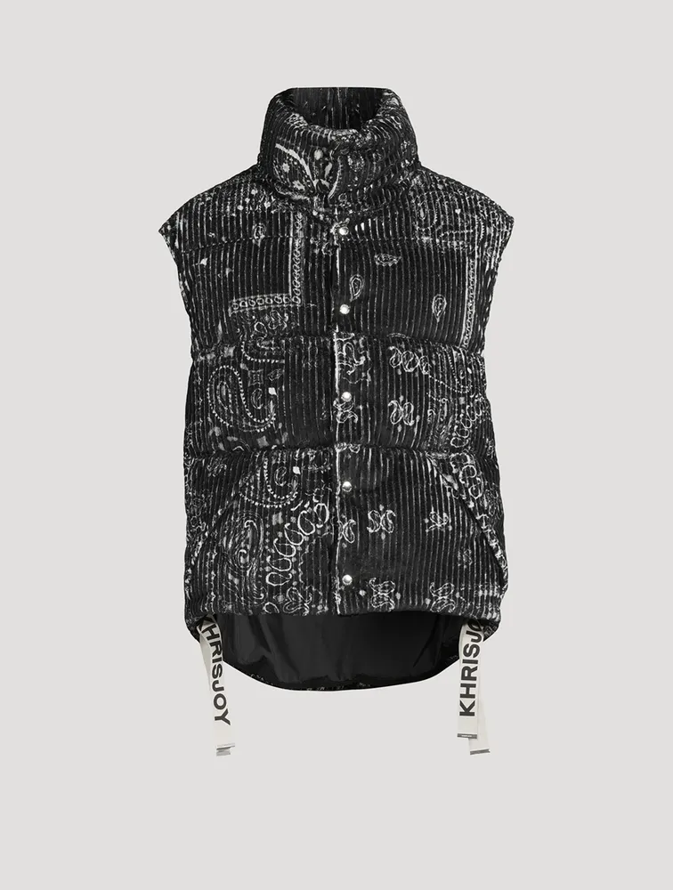 Bandana Corduroy Down Puffer Vest