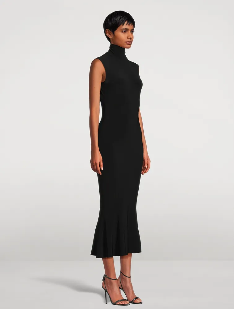 Turtleneck Fishtail Midi Dress