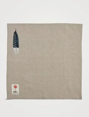Blue Jay Feather Dinner Napkin