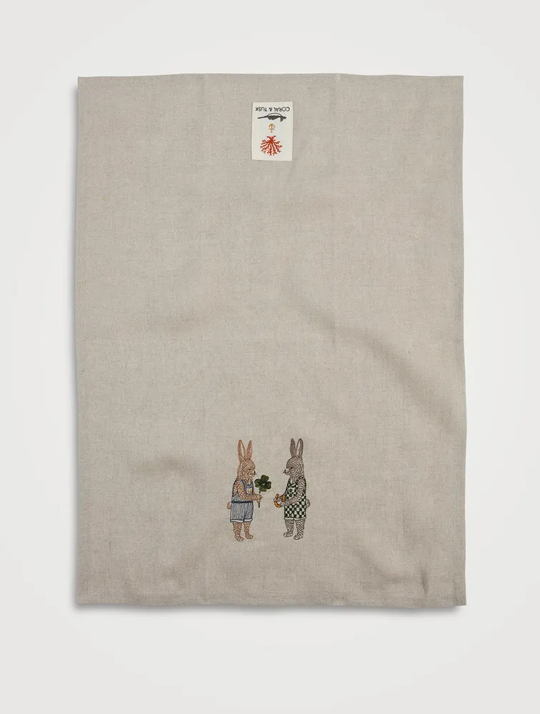 Good Luck Bunnies Tea Towel