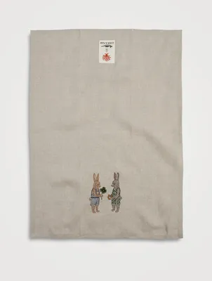Good Luck Bunnies Tea Towel