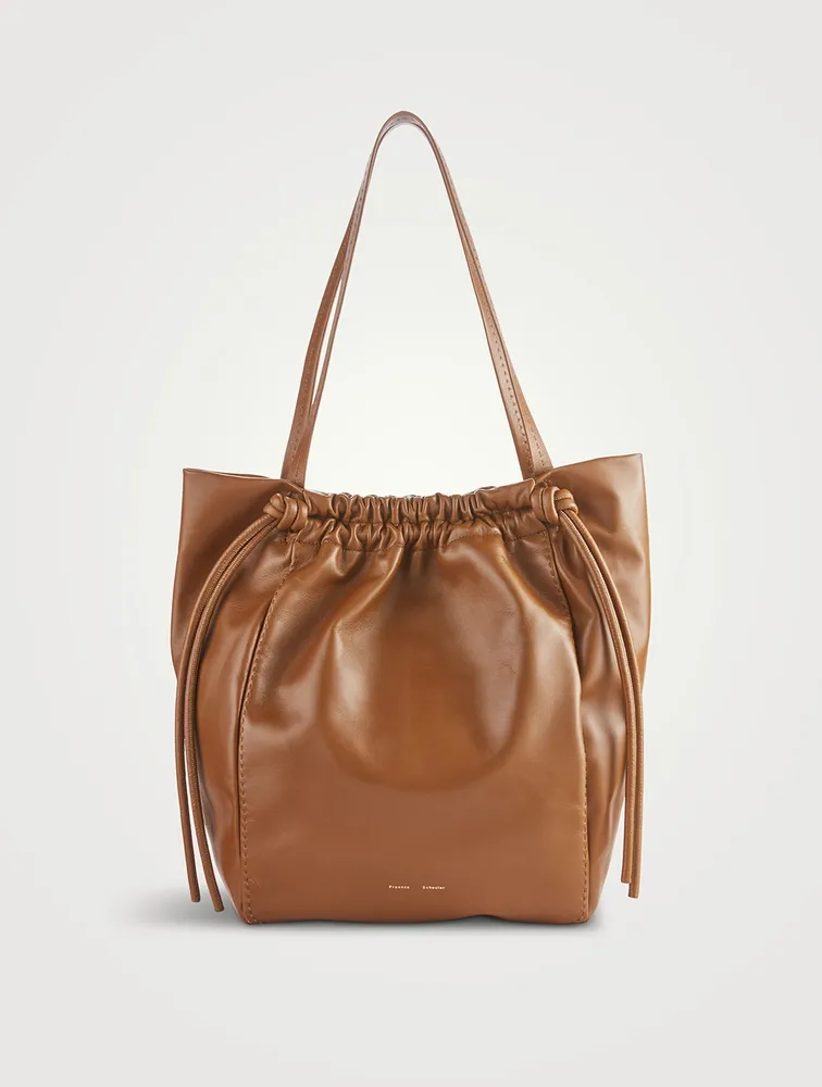 Drawstring Leather Tote Bag