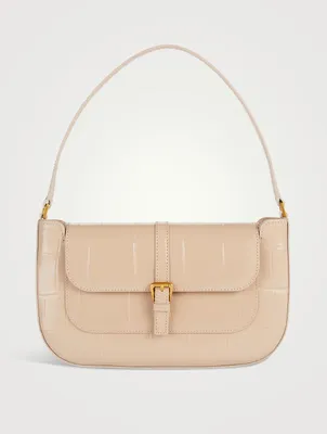 Miranda Croc-Embossed Leather Shoulder Bag