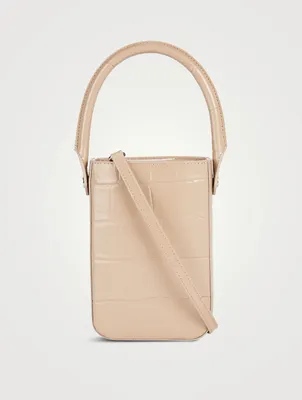 Note Croc-Embossed Leather Pochette