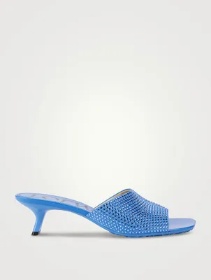 Petal Embellished Suede Mules
