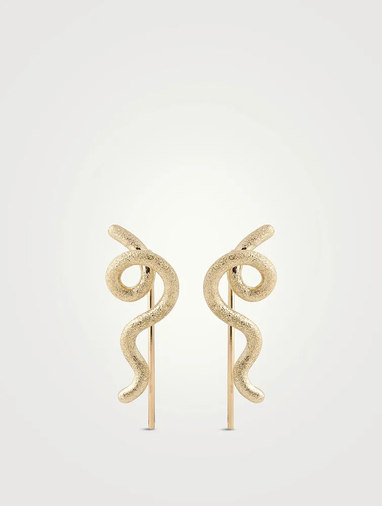 9K Gold Short Wave Earrings