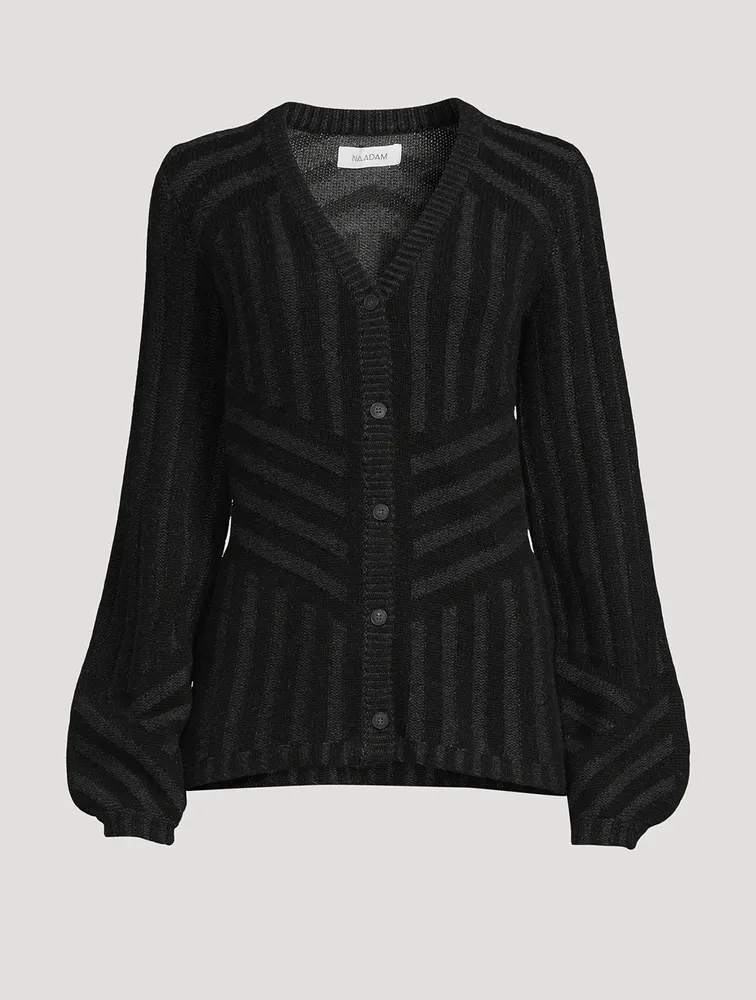 Wool Cashmere Pleat Knit Cardigan