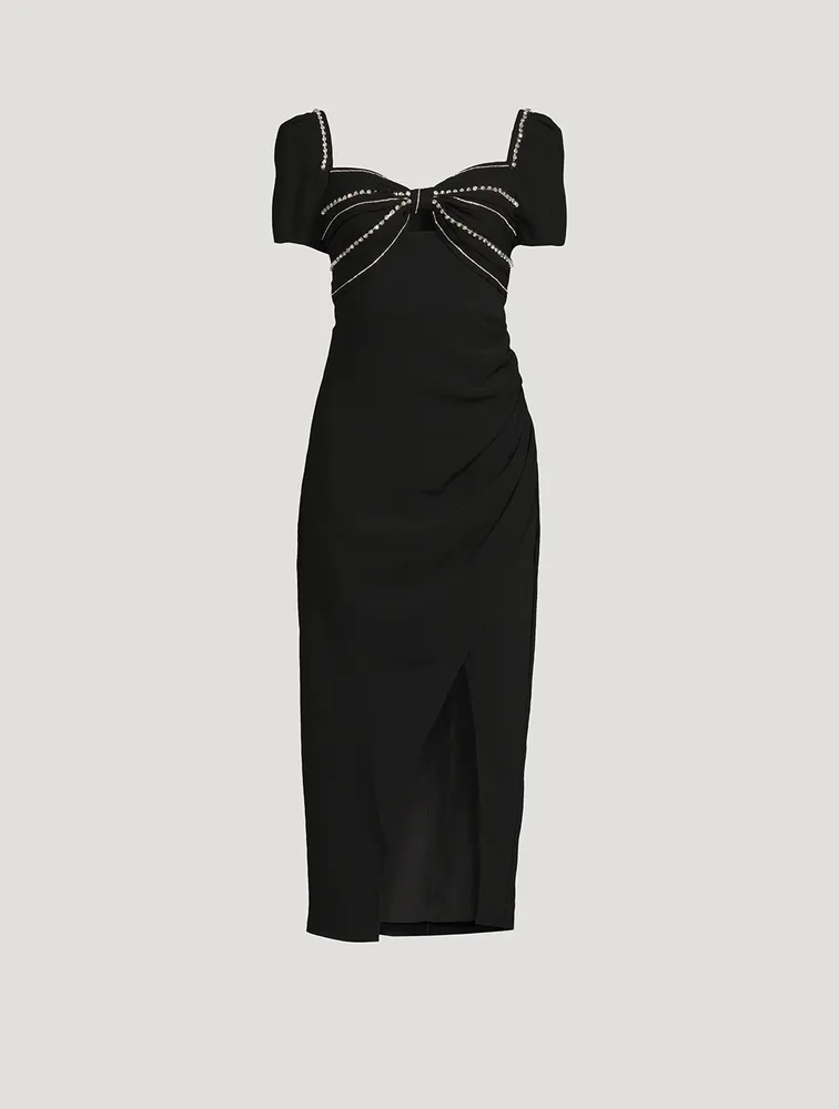 Embellished Crepe Midi Dress