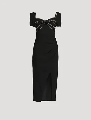 Embellished Crepe Midi Dress