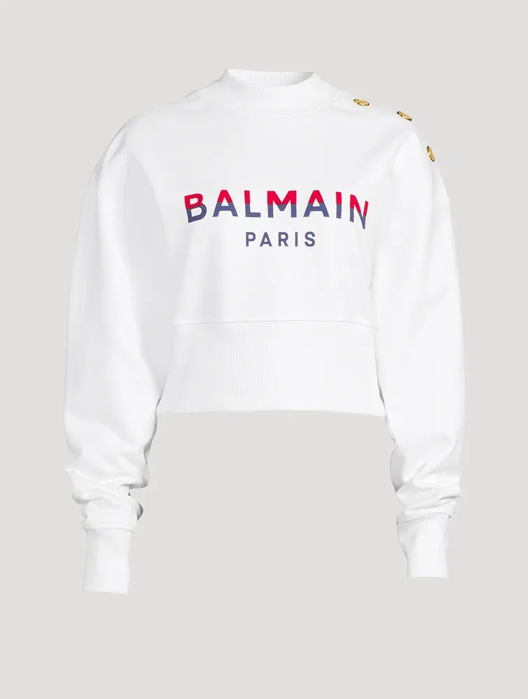 Flocked Logo Cropped Sweatshirt