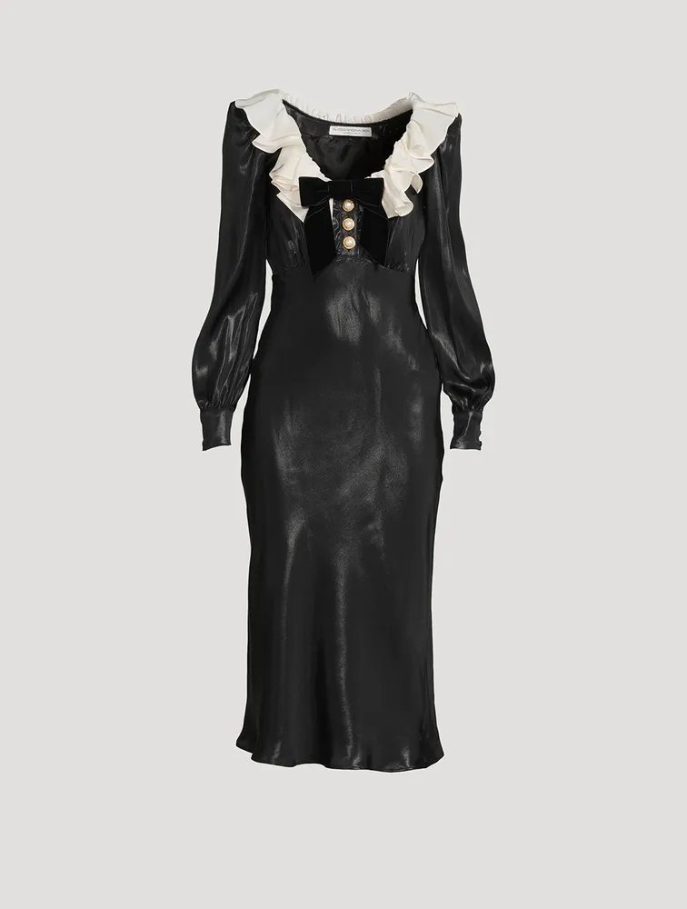 Laminated Silk Midi Dress
