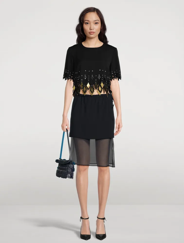 Embellished Crepe Crop Top