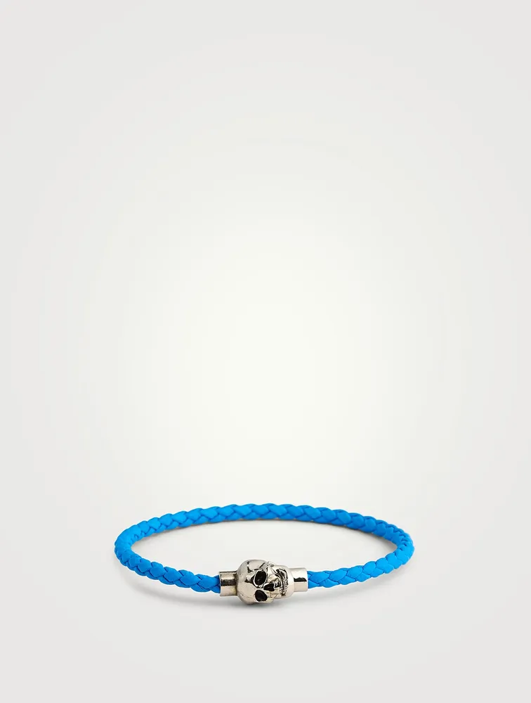 Braided Leather Skull Bracelet