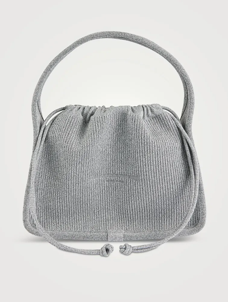Small Ryan Metallic Rib-Knit Shoulder Bag