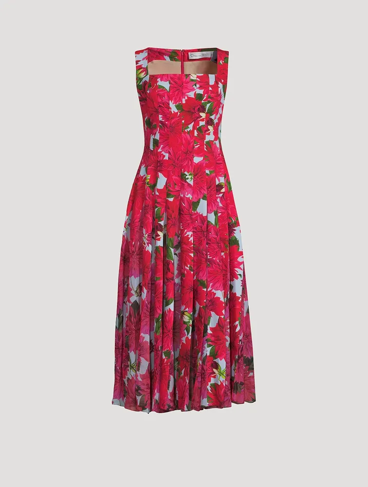 Crepe And Chiffon Midi Dress Dahlia Print