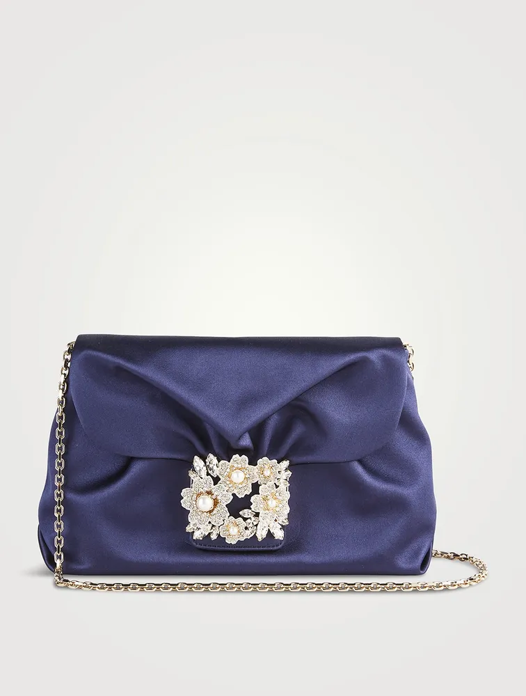 Mini RV Bouquet Pearl Strass Drapé Satin Clutch