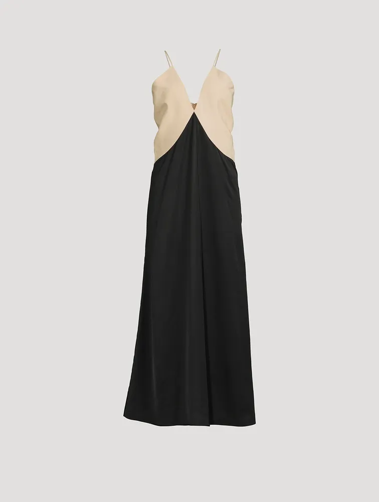 Draped Twill Slip Dress