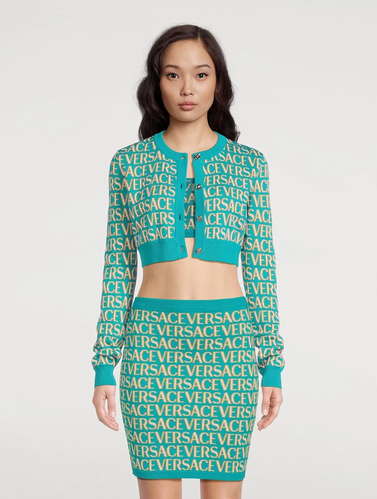 Versace Allover Cropped Cardigan