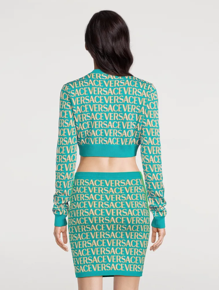 Versace Allover Cropped Cardigan